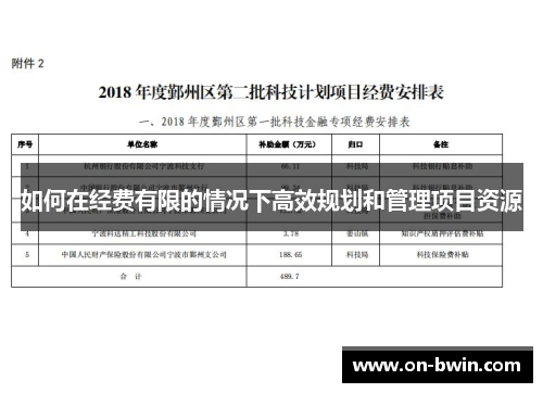 如何在经费有限的情况下高效规划和管理项目资源